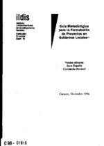 Guía metodológica para la formulación de proyectos en gobiernos locales